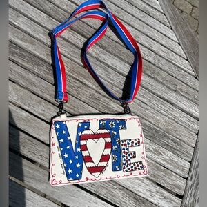 Brighton Red and Blue Crossbody Bag with Patriotic Flair